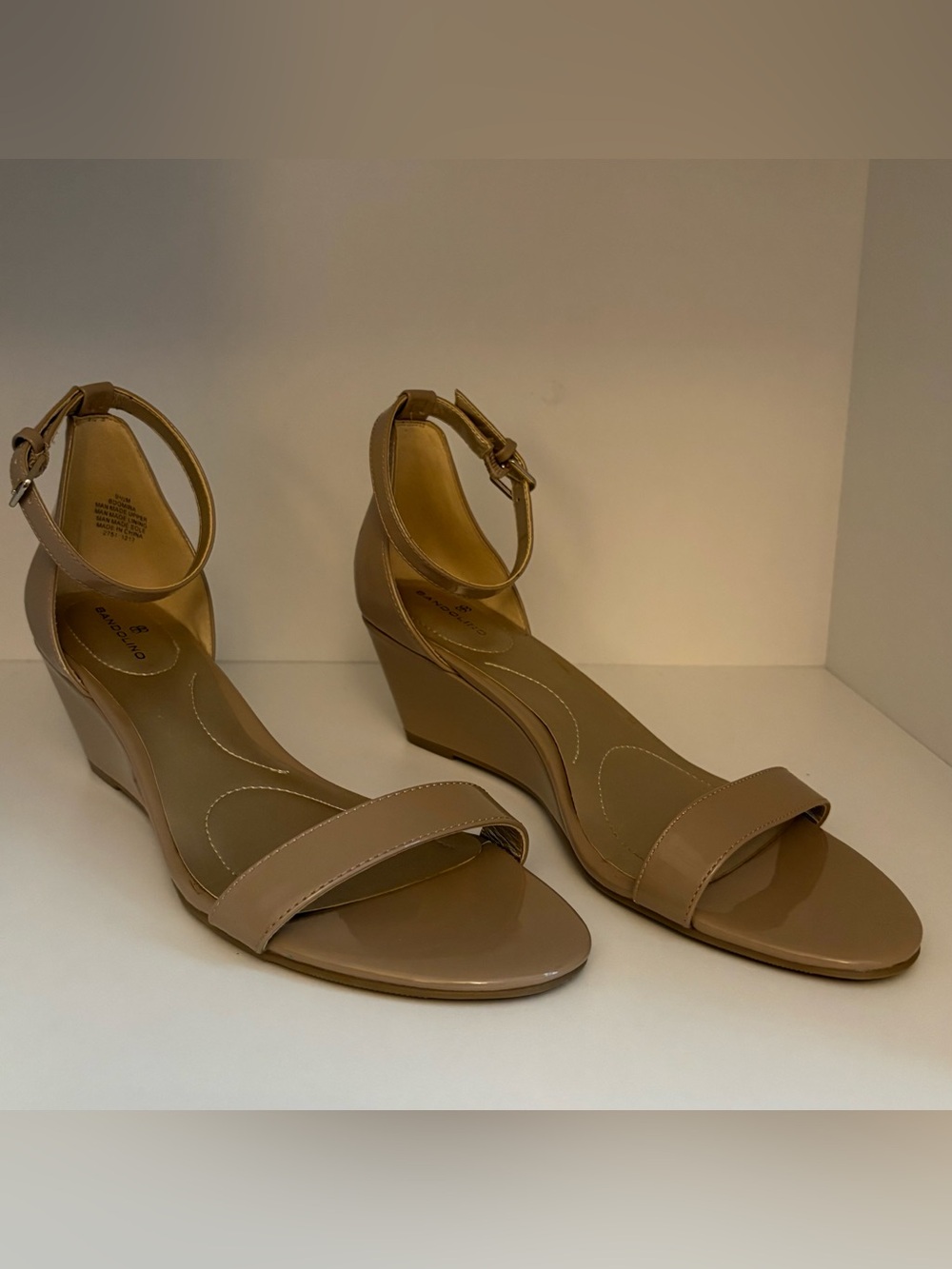 Bandolino Taupe Ankle-Strap Wedge Sandals